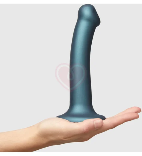 Фаллоимитатор на присоске Strap-On-Me Mono Density Metallic Shine M 16 см голубой фото 7