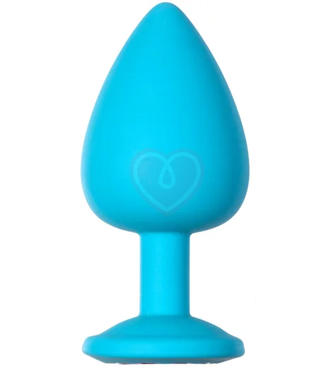 Большая анальная пробка Emotions Cutie Large бирюзовая с розовым кристаллом фото 2