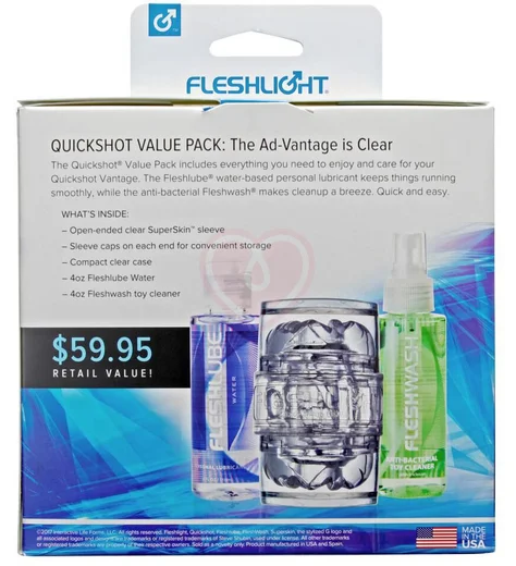 Набор Fleshlight Quickshot Vantage со смазкой и очищающим спреем фото 6