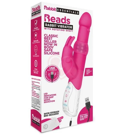 Вибратор хай-тек с ротацией Beads Rabbit розовый фото 4
