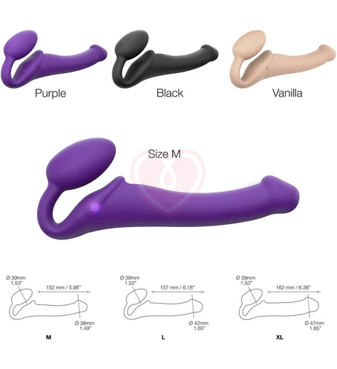 Безремневой страпон с вибрацией и пультом управления Strap-on-me M фиолетовый фото 3