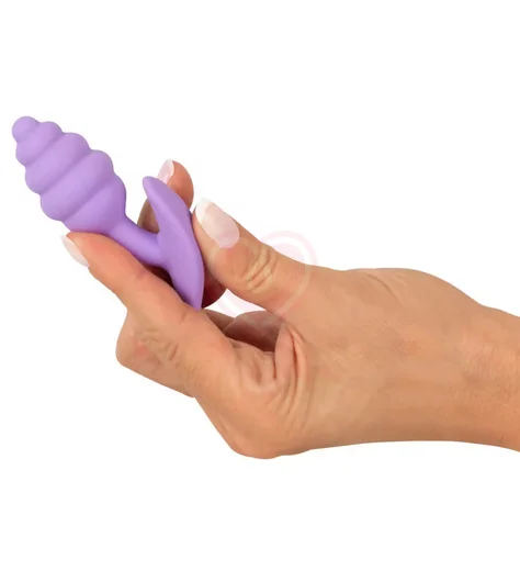 Ребристая анальная пробка Cuties Plugs фиолетовая фото 5