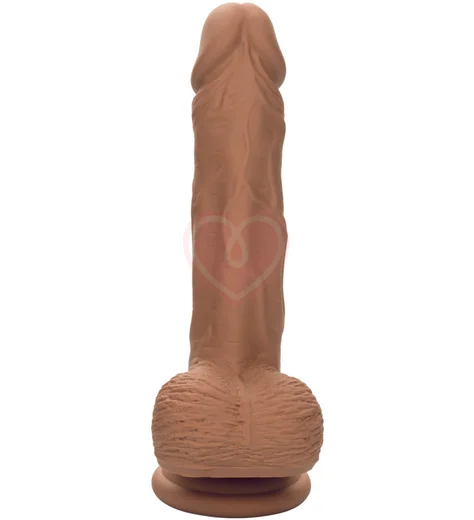 Фаллоимитатор с мошонкой на присоске Dual Density Silicone Studs 13 см коричневый фото 4