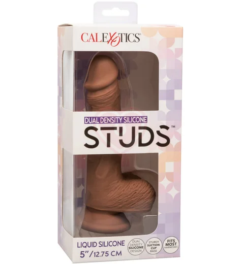 Фаллоимитатор с мошонкой на присоске Dual Density Silicone Studs 13 см коричневый фото 9