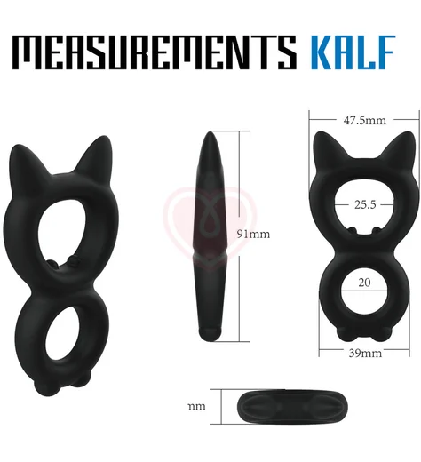 Двойное эрекционное кольцо с ушками Velv'Or Rooster Kalf черное фото 2