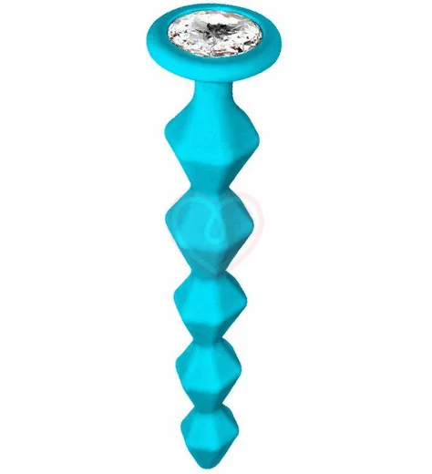 Анальная цепочка с кристаллом Emotions Buddy бирюзовая фото 2