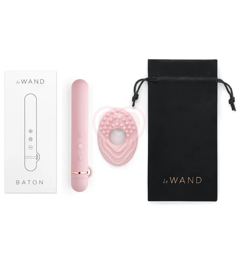 Силиконовый мини-вибратор с насадкой Le Wand Baton розовый фото 6