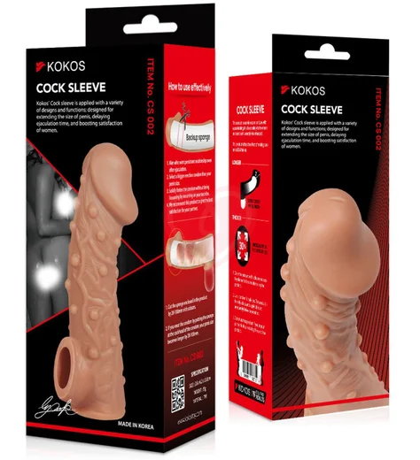 Насадка с пупырышками и отверстием для мошонки Kokos Cock Sleeve CS002-L фото 2