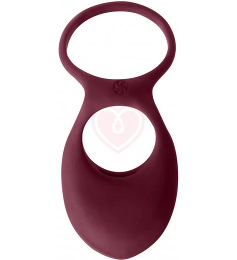 Двойное эрекционное кольцо с вибрацией Pure Passion Daydream бордовое фото 2