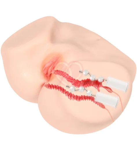 Мастурбатор-полуторс с вагиной и анусом Onahole Real Vagina с двойным слоем и вибрацией фото 7