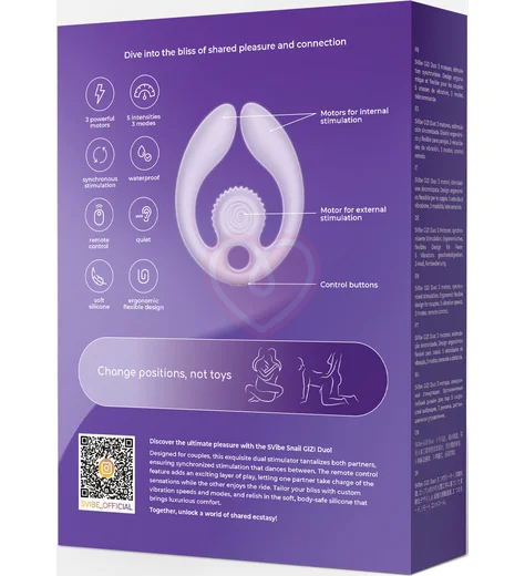 Двойной вибратор с дистанционным управлением SVibe Snail Gizi Duo лиловый фото 10