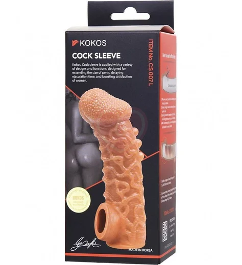 Насадка с бугорками и отверстием для мошонки Kokos Cock Sleeve CS007-L фото 4
