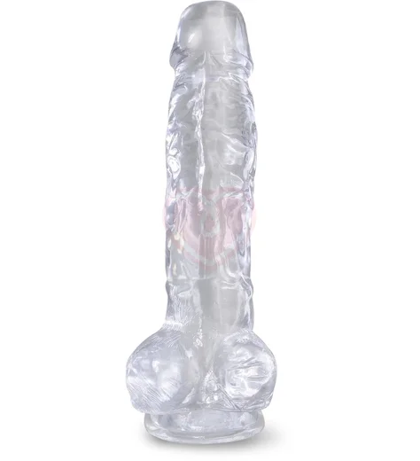 Гелевый фаллоимитатор с мошонкой King Cock Clear 16 см прозрачный фото 2