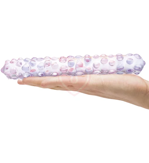 Стеклянный фаллоимитатор с пупырышками Glas Purple Rose фото 3