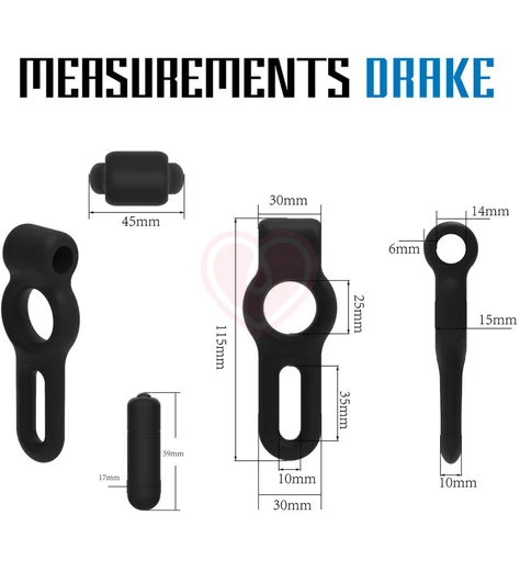 Двойное эрекционное кольцо с вибрацией Velv'Or Rooster Drake черное фото 2