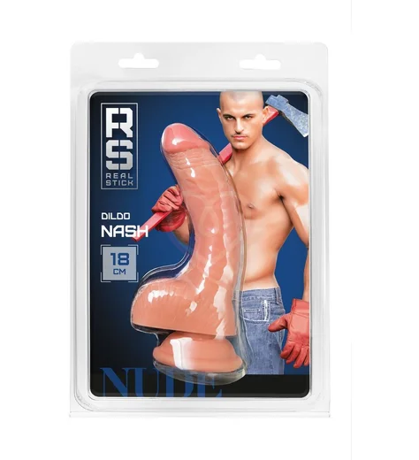 Реалистичный фаллоимитатор на присоске с мошонкой RealStick Nude Nash телесный фото 5