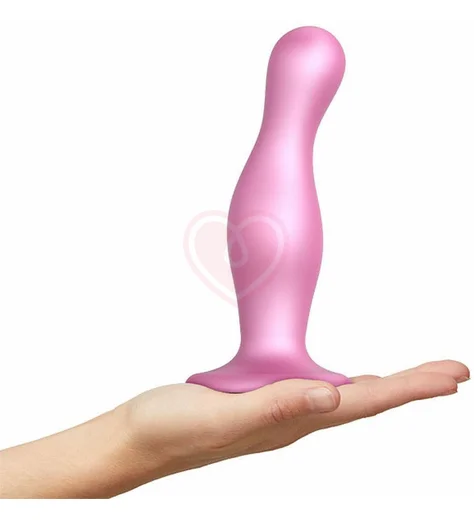 Изогнутый фаллоимитатор Strap-On-Me Dildo Plug Curvy размер M 14 см розовый фото 3