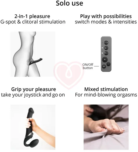 Безремневой страпон с вакуумной стимуляцией и пультом Strap-On-Me Multi Orgasm M розовый фото 8