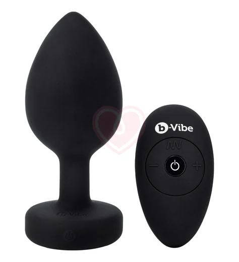Большая вибропробка b-Vibe Vibrating Jewel Plug с кристаллом и пультом чёрная фото 8