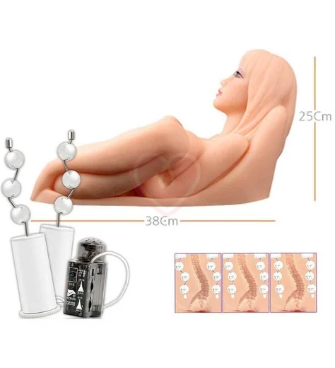 Мастурбатор тело Kokos Hera 03 с тремя отверстиями и вибрацией фото 5