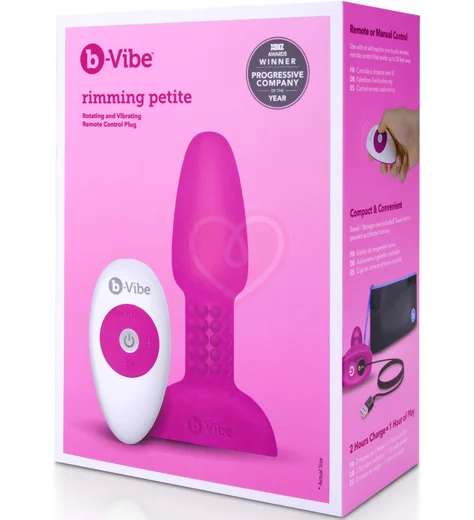 Анальная вибропробка с ротацией b-Vibe Rimming Petite розовая фото 10