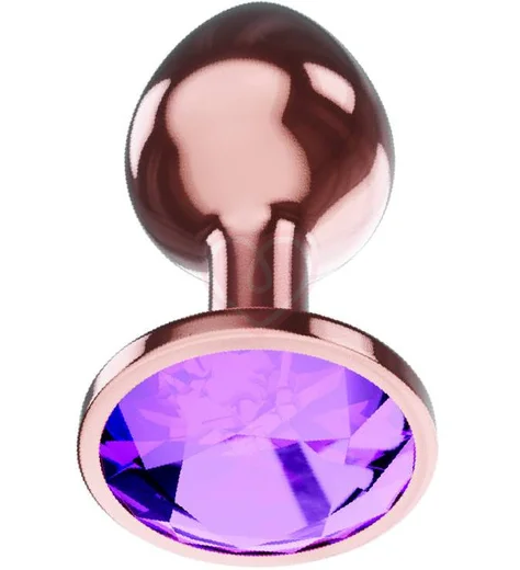 Анальная пробка с фиолетовым кристаллом Diamond Amethyst Shine L розовое золото фото 1