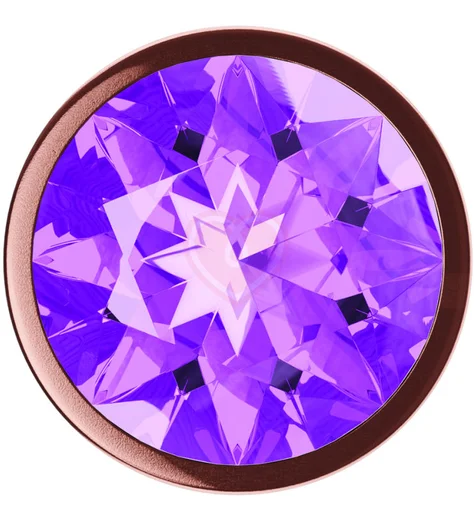 Анальная пробка с фиолетовым кристаллом Diamond Amethyst Shine L розовое золото фото 3