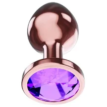 Анальная пробка с фиолетовым кристаллом Diamond Amethyst Shine S розовое золото