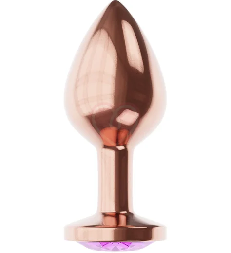 Анальная пробка с фиолетовым кристаллом Diamond Amethyst Shine S розовое золото фото 2