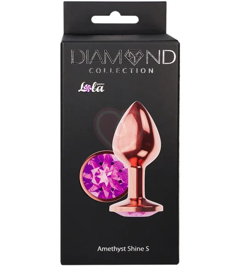 Анальная пробка с фиолетовым кристаллом Diamond Amethyst Shine S розовое золото фото 4