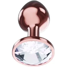 Анальная пробка с прозрачным кристаллом Diamond Moonstone Shine L розовое золото