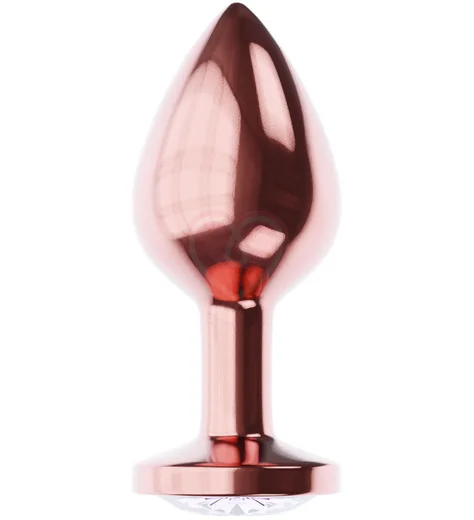 Анальная пробка с прозрачным кристаллом Diamond Moonstone Shine L розовое золото фото 2