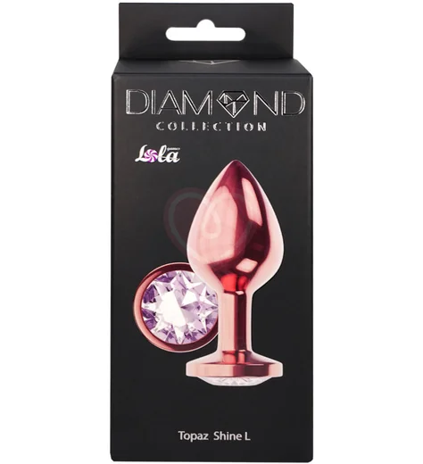 Анальная пробка с прозрачным кристаллом Diamond Moonstone Shine L розовое золото фото 4