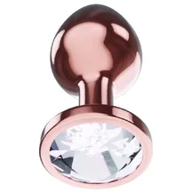 Анальная пробка с прозрачным кристаллом Diamond Moonstone Shine S розовое золото