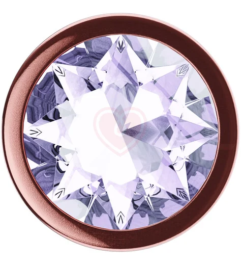 Анальная пробка с прозрачным кристаллом Diamond Moonstone Shine S розовое золото фото 3