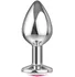 Анальная пробка с розовым кристаллом Diamond Pink Sparkle Large серебро фото 1