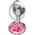 Анальная пробка с розовым кристаллом Diamond Pink Sparkle Large серебро фото 2