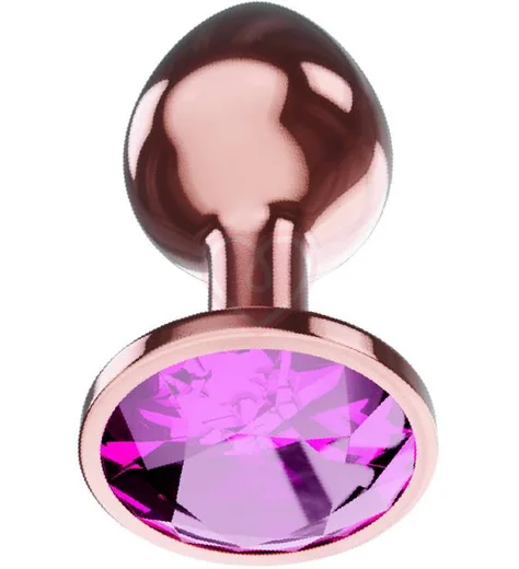 Анальная пробка с розовым кристаллом Diamond Quartz Shine L розовое золото фото 1