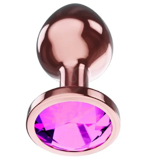 Анальная пробка с розовым кристаллом Diamond Quartz Shine S розовое золото фото 1