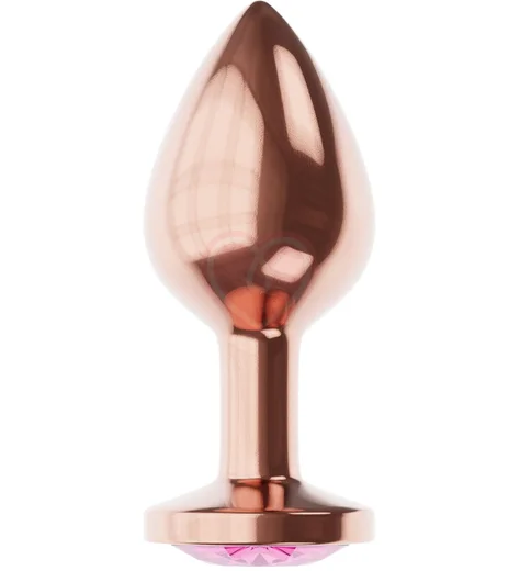 Анальная пробка с розовым кристаллом Diamond Quartz Shine S розовое золото фото 2