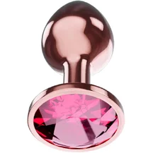 Анальная пробка с рубиновым кристаллом Diamond Ruby Shine L розовое золото
