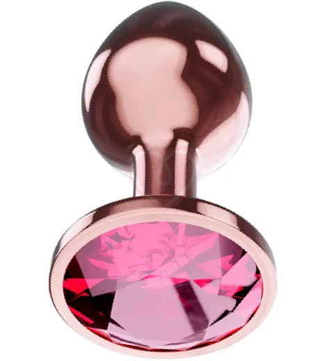 Анальная пробка с рубиновым кристаллом Diamond Ruby Shine L розовое золото фото 1