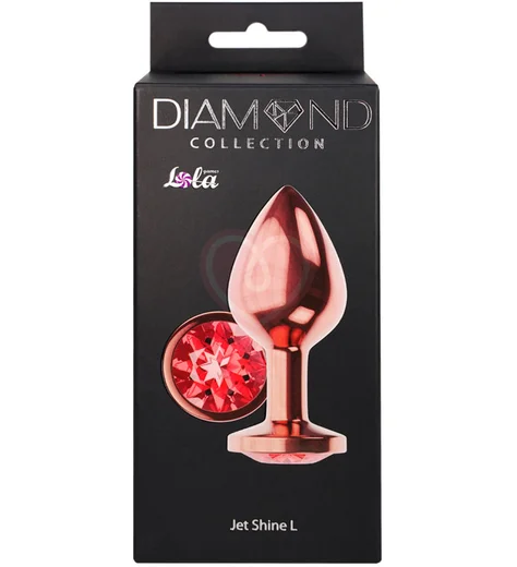 Анальная пробка с рубиновым кристаллом Diamond Ruby Shine L розовое золото фото 4