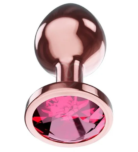 Анальная пробка с рубиновым кристаллом Diamond Ruby Shine S розовое золото фото 1