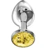 Анальная пробка с жёлтым кристаллом Diamond Yellow Sparkle Large серебро фото 1