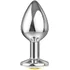 Анальная пробка с жёлтым кристаллом Diamond Yellow Sparkle Large серебро фото 2