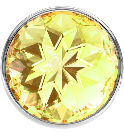 Анальная пробка с жёлтым кристаллом Diamond Yellow Sparkle Large серебро фото 3