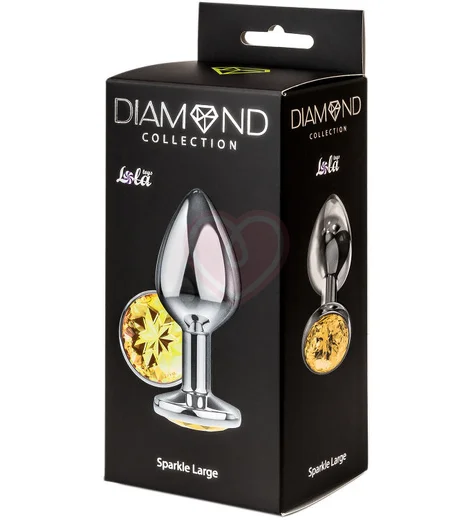 Анальная пробка с жёлтым кристаллом Diamond Yellow Sparkle Large серебро фото 4