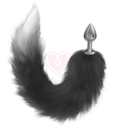 Анальная пробка Diamond Galaxy Black с чёрным хвостом фото 2