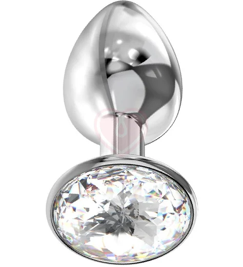 Анальная пробка с прозрачным кристаллом Diamond Clear Sparkle Xl серебро фото 1